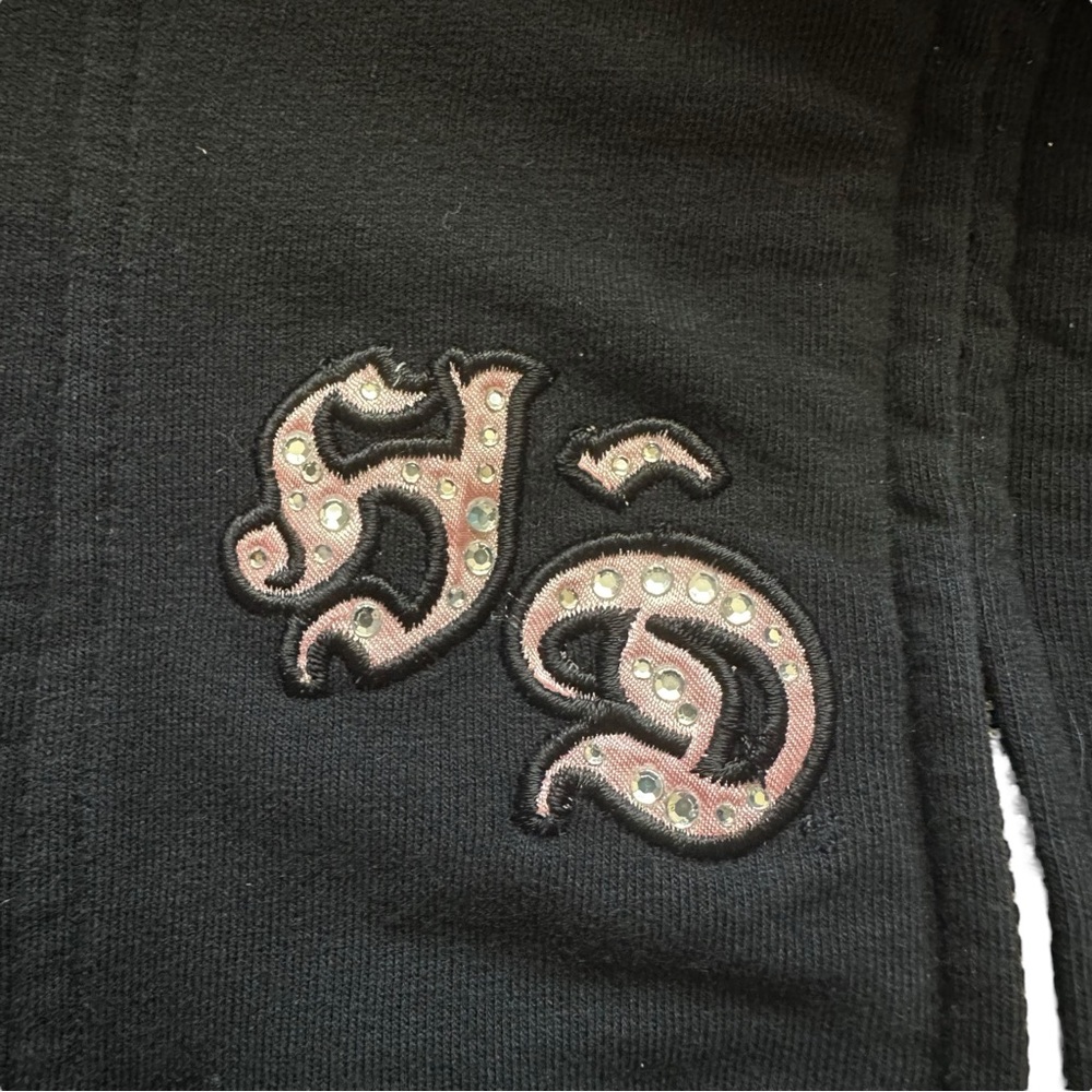 Harley Davidson Black Pink Rhinestone Embroidery Full Zipper Jacket Sweater Lrg - Picture 7 of 12